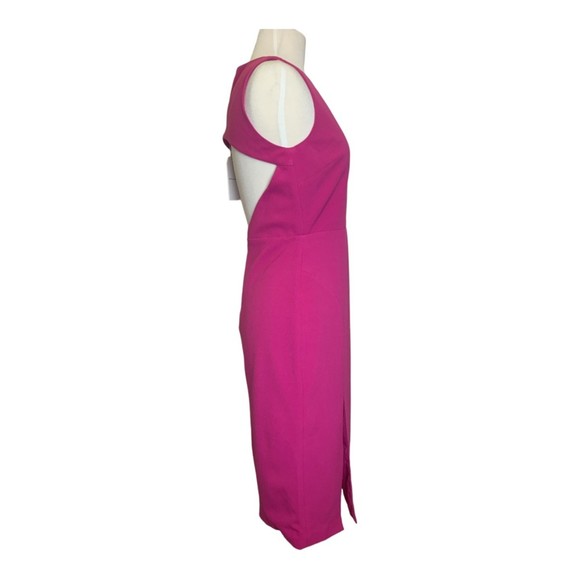 NWT Dress the Population Barbie Pink Sleeveless Slit Dress Knee Length Medium - Picture 12 of 13